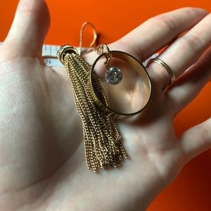 Exquisite vintage faux gold and cz lariat necklace